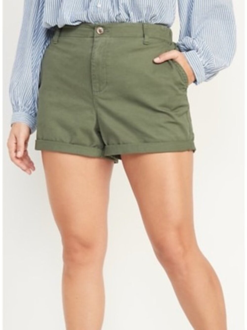 Old Navy OGC Chino Shorts High-Waisted Rise Olive Green Size XL NEW